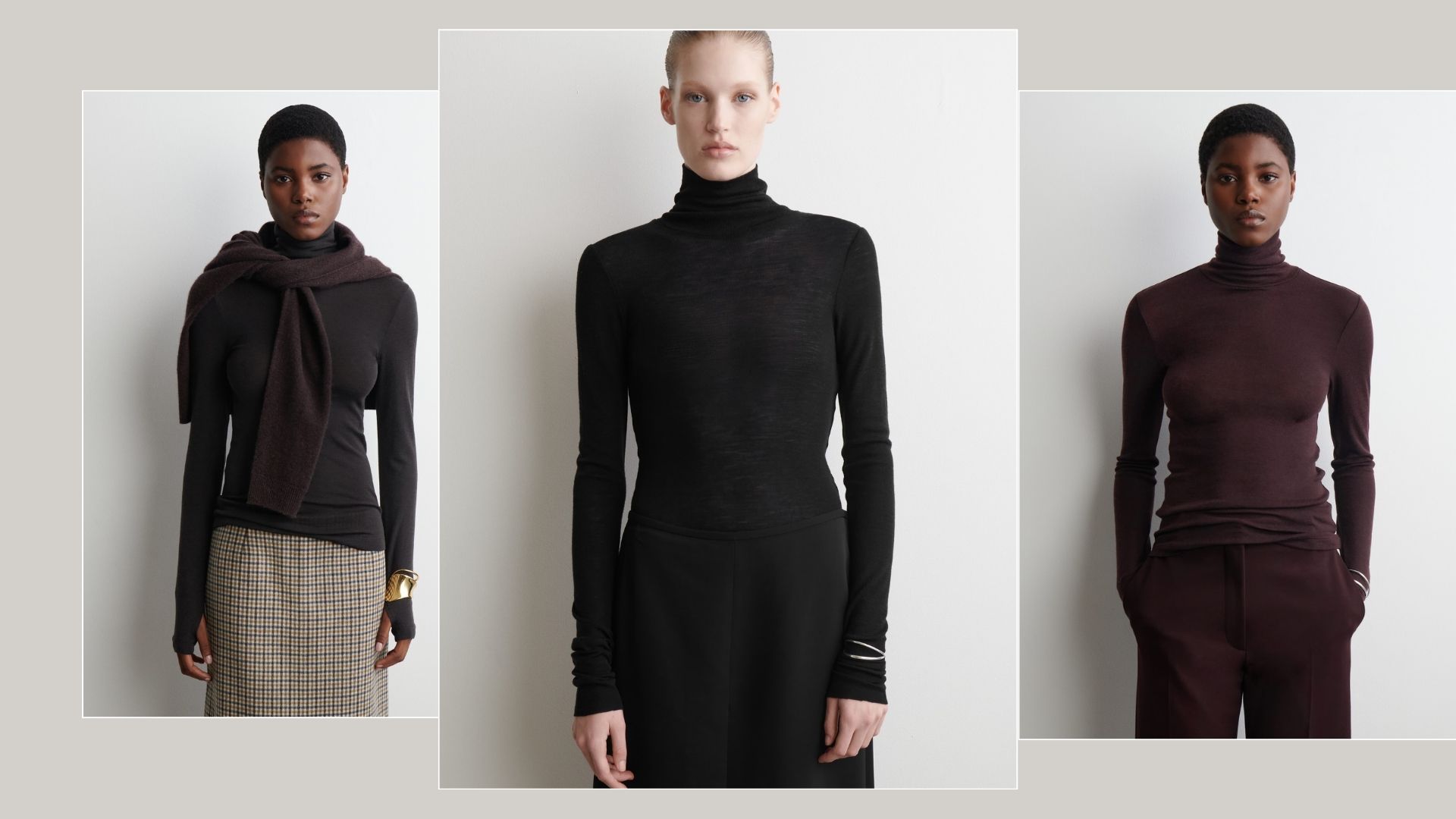 Models wearing COS merino wool top
