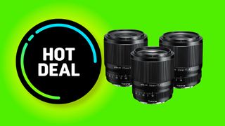 Three Tokina lenses on a lime green background