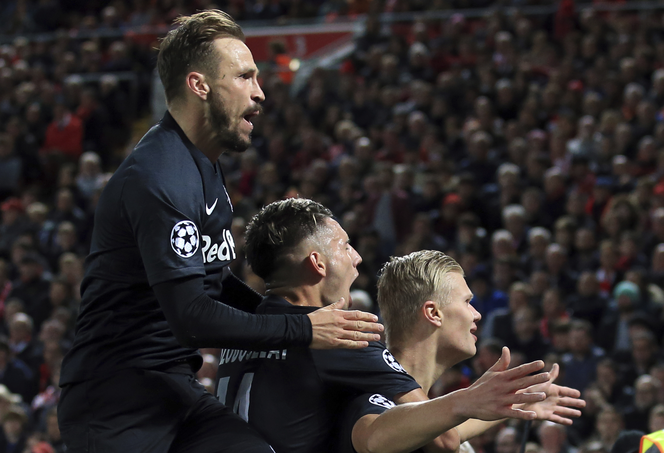 Haaland celebrating at Anfield
