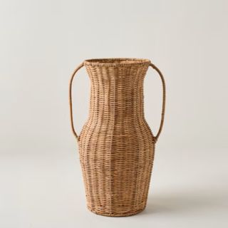 Tall Rattan Vase with Handles