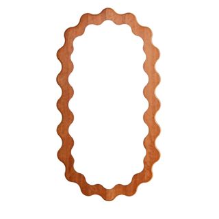 Wavy wall mirror in brown