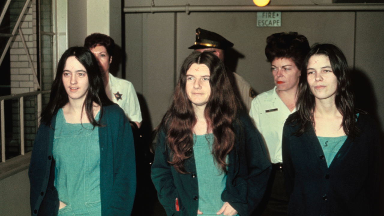 Image of the Manson Family arriving at court