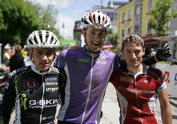 Bjorn Brems (Bel) Team G-Skin Deforche), Uwe Hochenwarter (Muskelkater Genesis team) and Matthias Leisling (Muskelkater Genesis team)