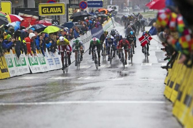 Race leader Alexander Kristoff (Katusha) about to win his second straight stage in Norway