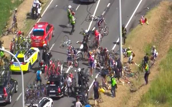 The riders crashed into a ditch near a pole