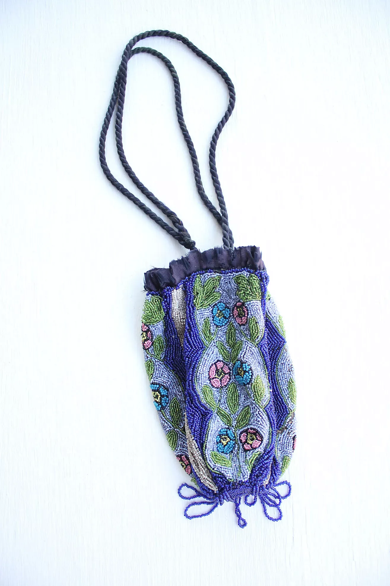 1920s Intricate Beaded Floral Handbag Clutch Selected by Moons + Junes Vintage