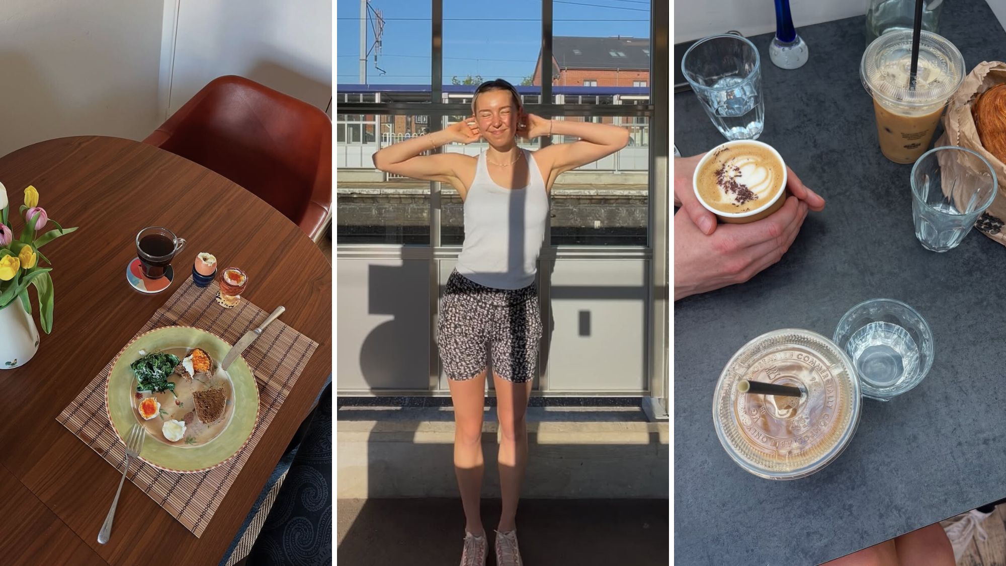 A selection of photos of Health Writer Ash swapping coffee for high protein breakfasts