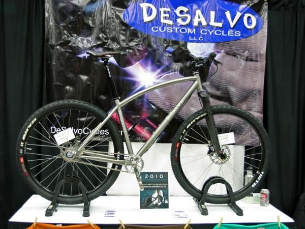 DeSalvo also showed off this neat titanium singlespeed 29er with a slightly bowed top tube.