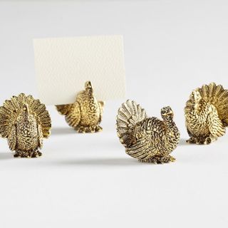 Gold Turkey Place Card Holders against a white background.