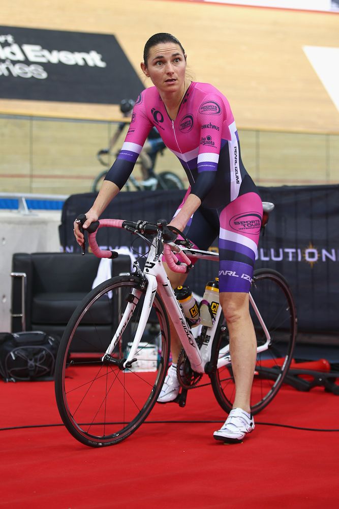 Dame Sarah Storey looks on prior to her Women's Hour Record attempt.
