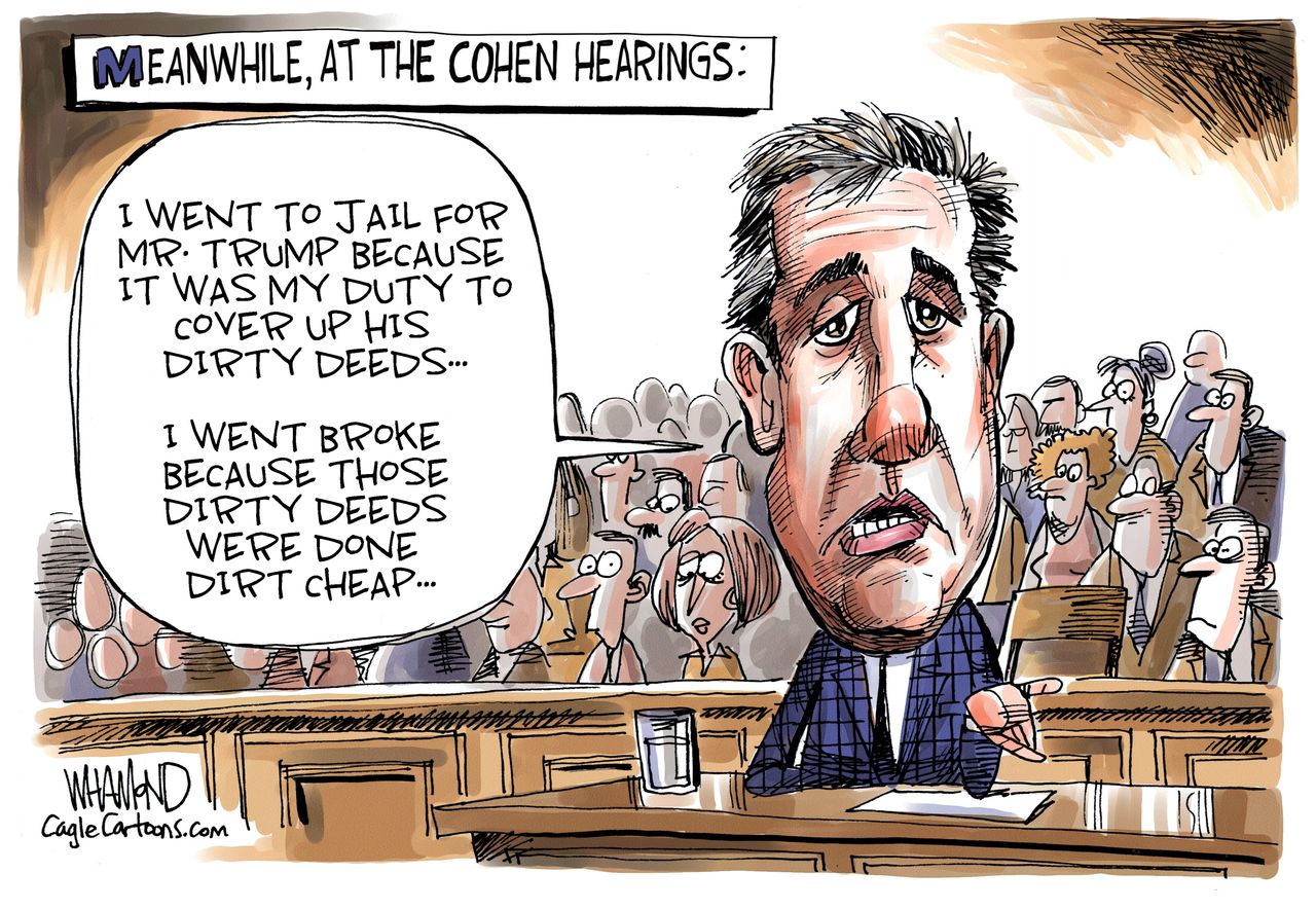 Political&amp;amp;nbsp;Cartoon&amp;amp;nbsp;U.S. Michael Cohen House Oversight Committee hush money payments&amp;amp;nbsp;