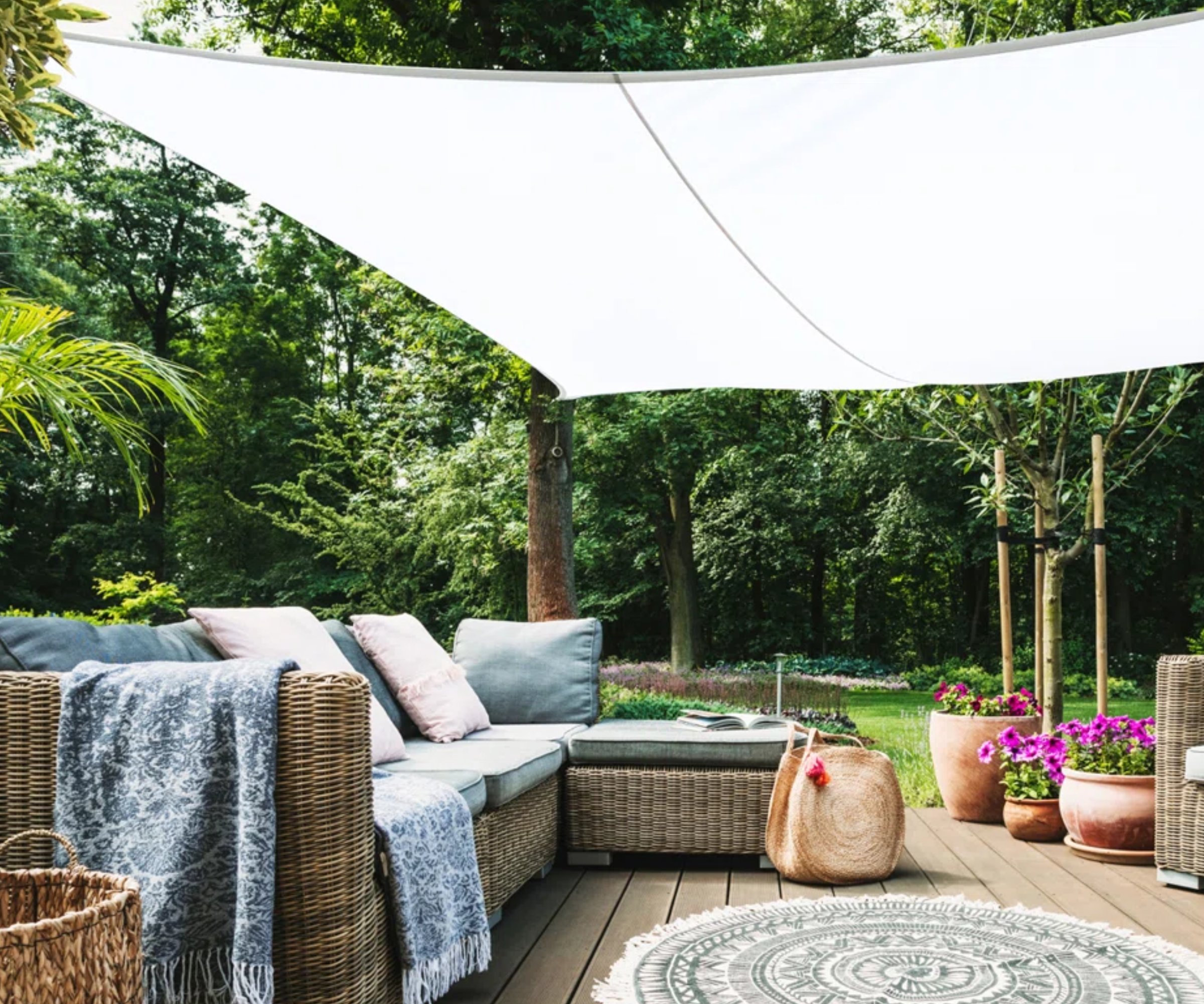 shade sail over garden furniture
