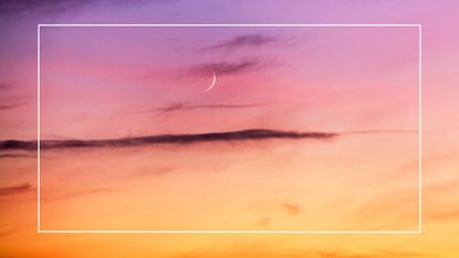 new moon on a colorful pink and yellow background