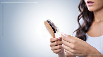 woman checking hair loss from Alopecia in hairbrish