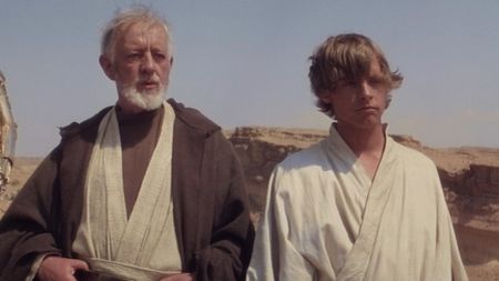 Ben Kenobi and Luke Skywalker in Star Wars: A New Hope.