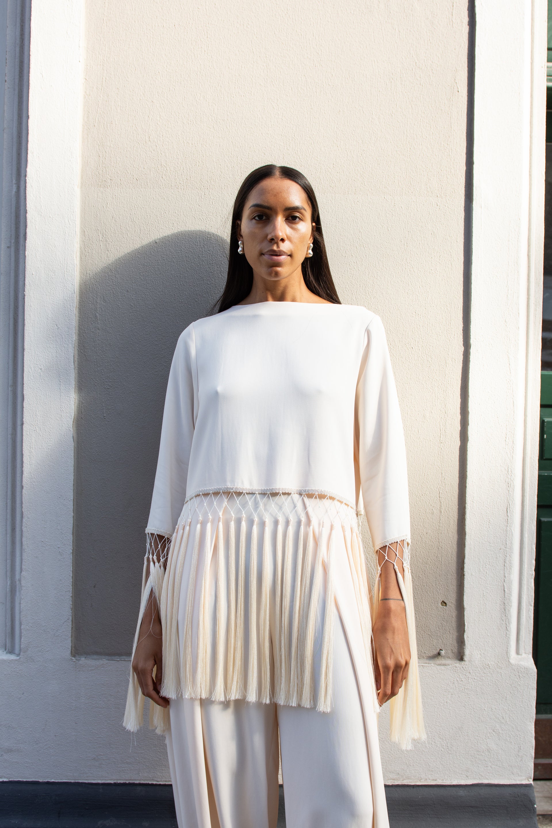 Mr. Larkin, Tara Fringe Top, Sheer Pink - Xxs