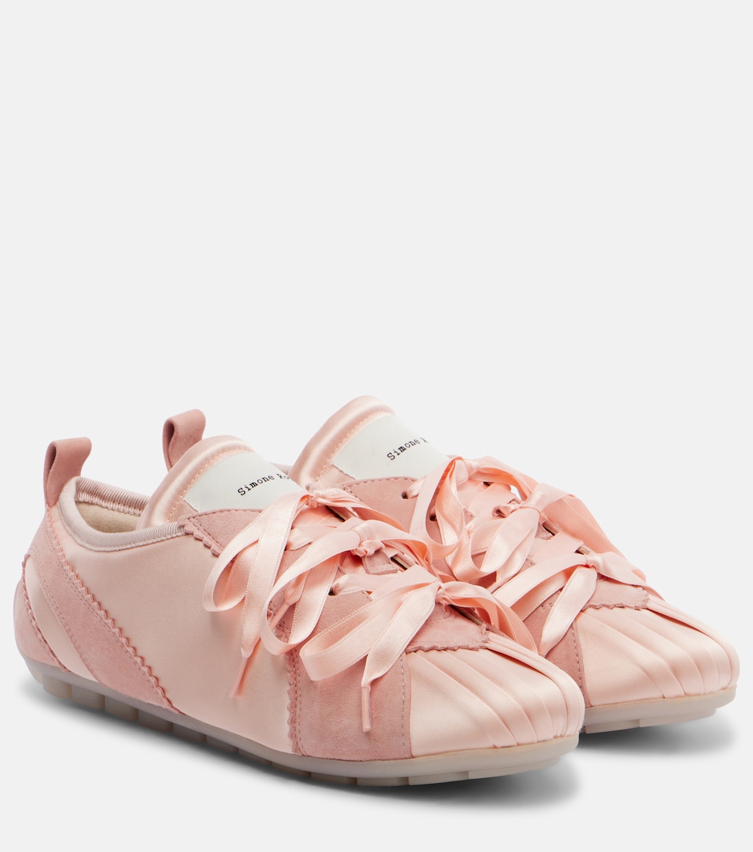 Ballerina Grip Satin and Suede Sneakers in Pink - Simone Rocha