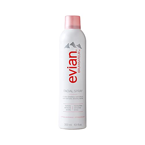 Evian Facial Spray 10.1 Oz - Hydrating Mineral Water Mist for Face & Skin - Refreshes Makeup, Sets, & Tones - Daily Skincare Essential for Hydration and Moisturizing