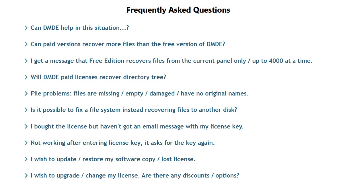 DMDE faqs