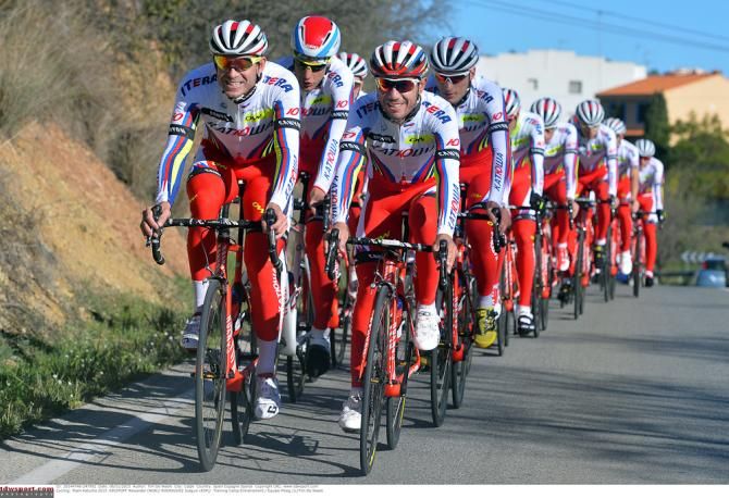 Team Katusha train in Spain.