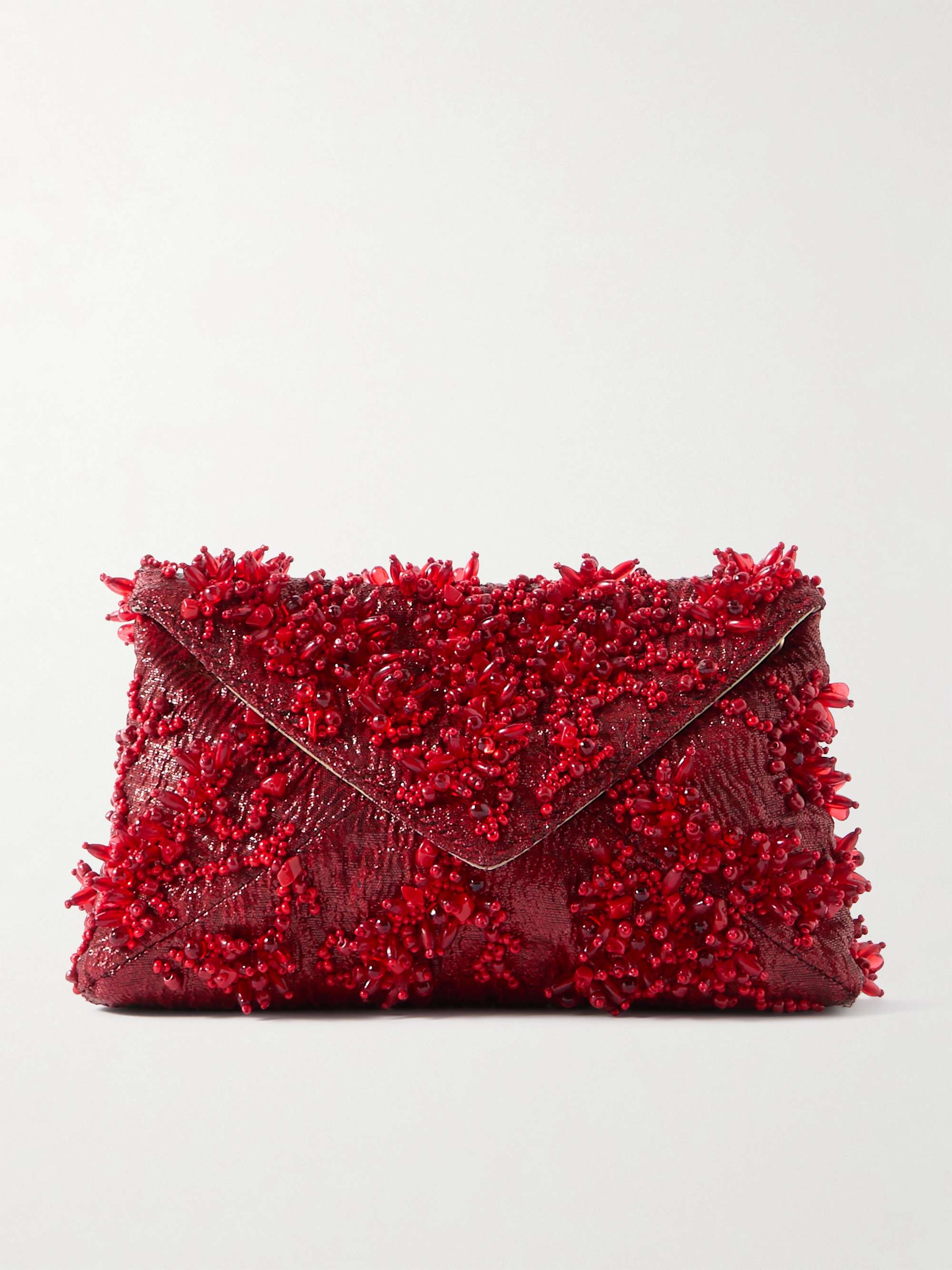 Embellished Metallic Jacquard Clutch