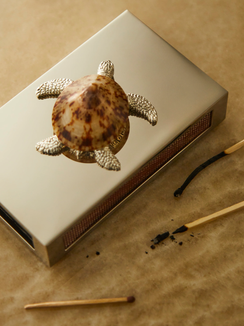 Turtle Silver-Plated and Shell Matchbox Cover