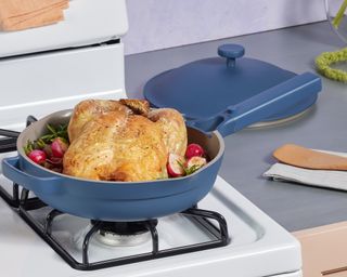 Roast chicken in blue Our Place Always Pan 2.0