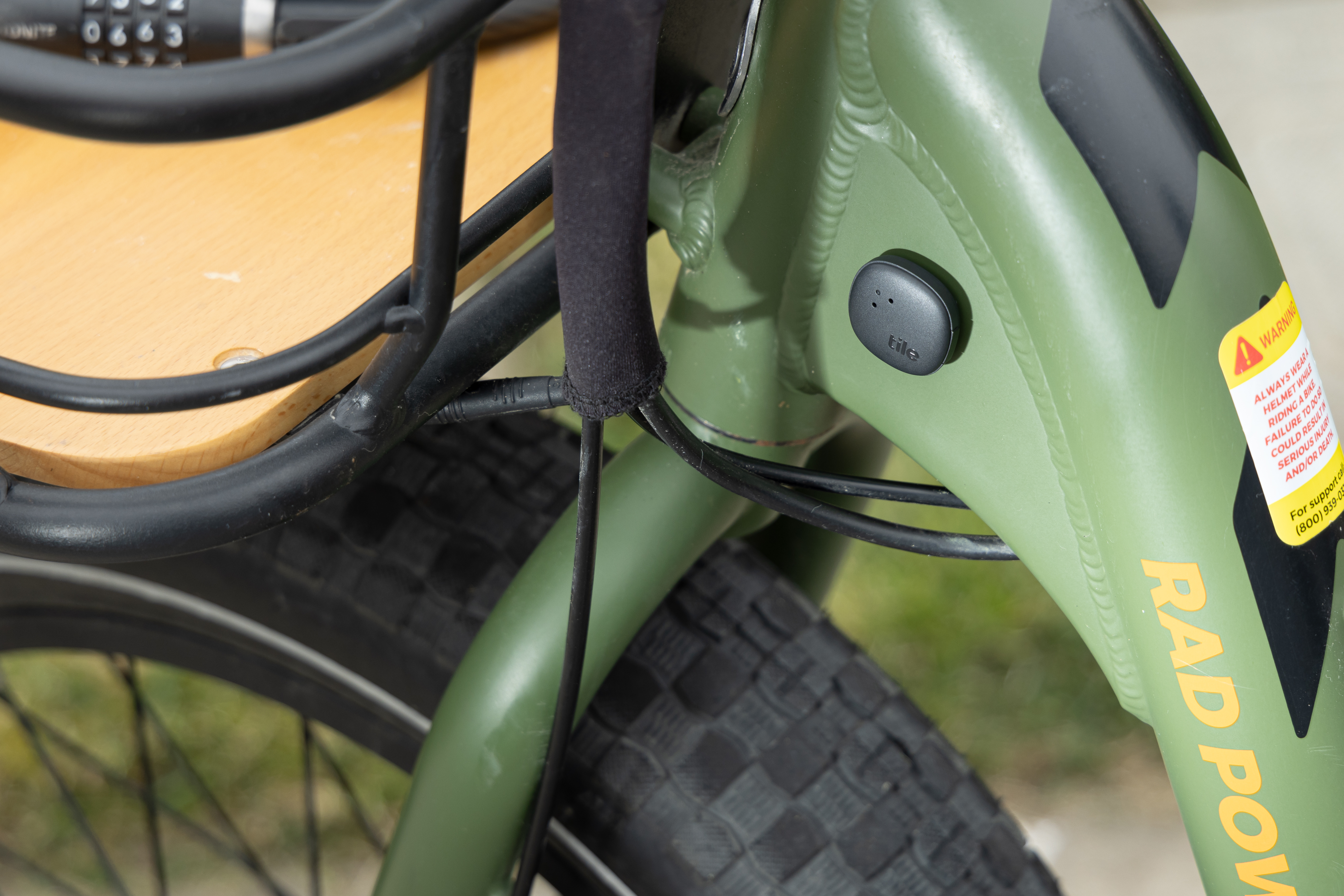 Tile Sticker attached to a bike