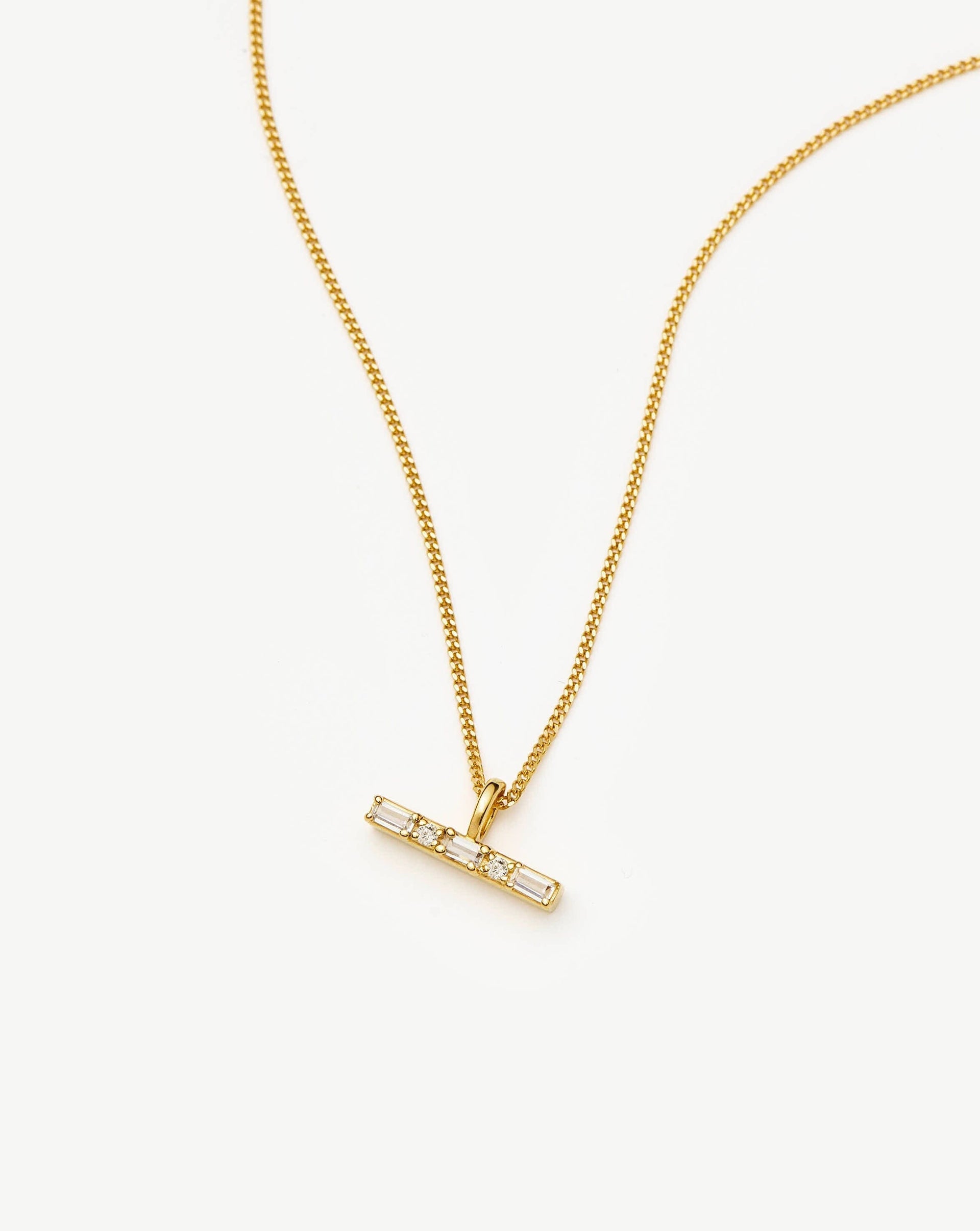 Lucy Williams T-Bar Stone Pendant Necklace | 18ct Gold Vermeil - 18ct Gold Vermeil