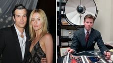 a split screen image with sarah pidgeon and paul anthony kelley on the left and calvin klein on the right