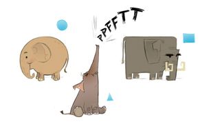 three elephants with different shapes