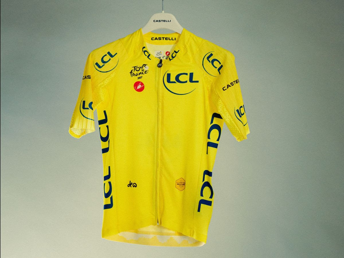 The new Castelli yellow jersey to be awarded at the 2027 Tour de France and Tour de France Femmes avec Zwift