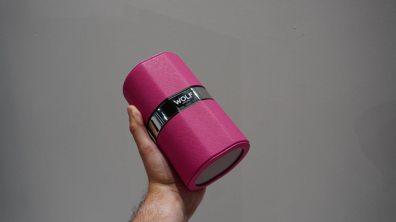The Wolf Rocket watch winder in pink