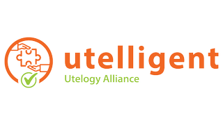 The Utelogy logo in orange.