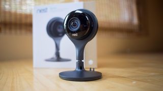 Nest Cam Indoor (1st Gen) with its box in the background
