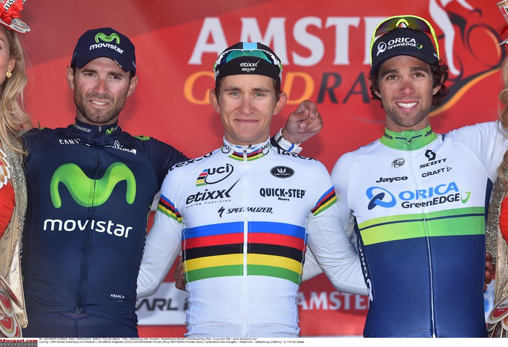 The podium at the 2015 Amstel Gold Race