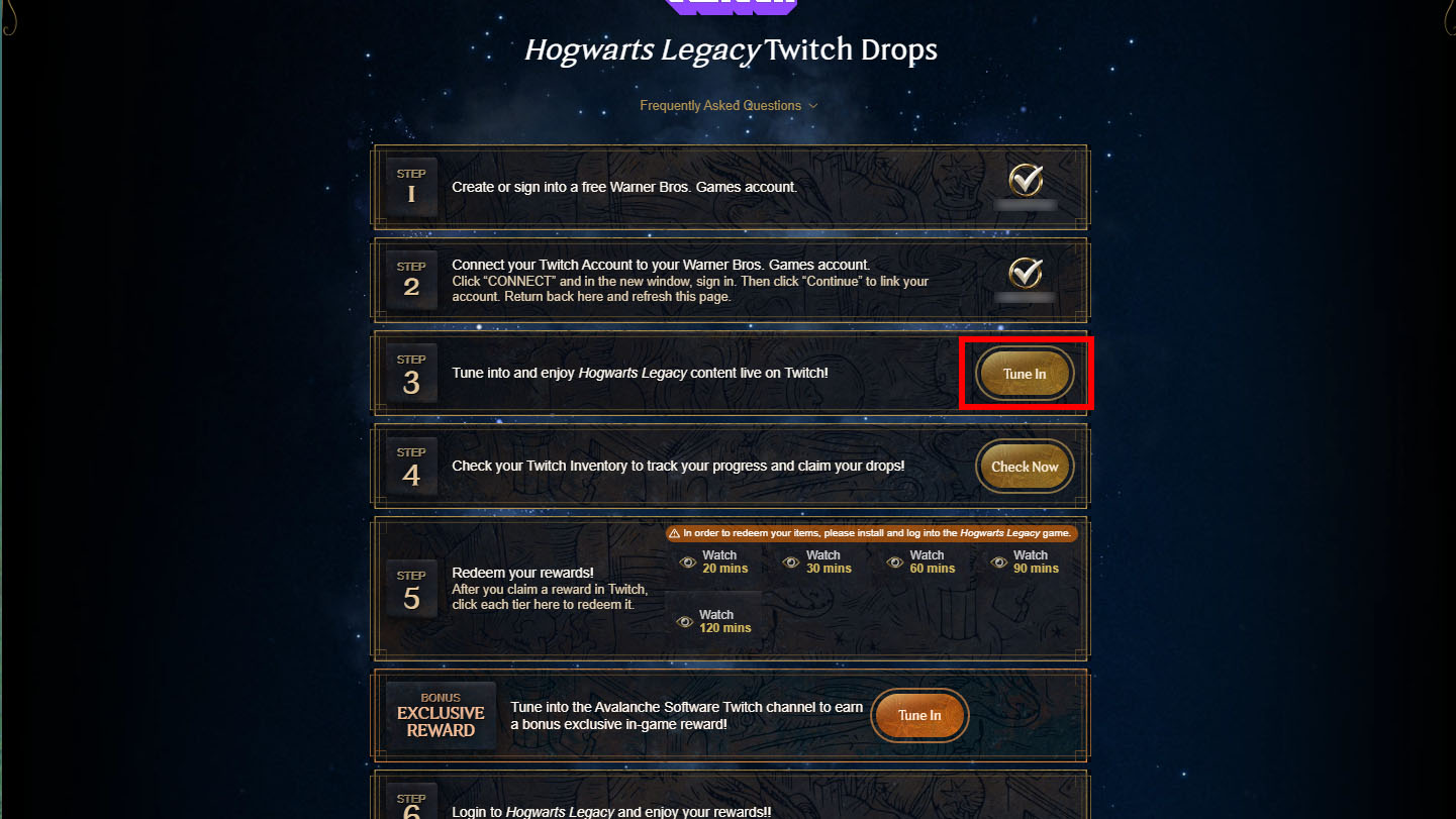 Награды Hogwarts Legacy Twitch Drop Настройтесь