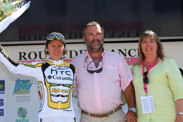 Ina Yoko Teutenberg (HTC - Columbia Women) on the podium after winning the stage.