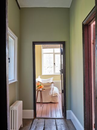 A green entryway in the shade French Gray