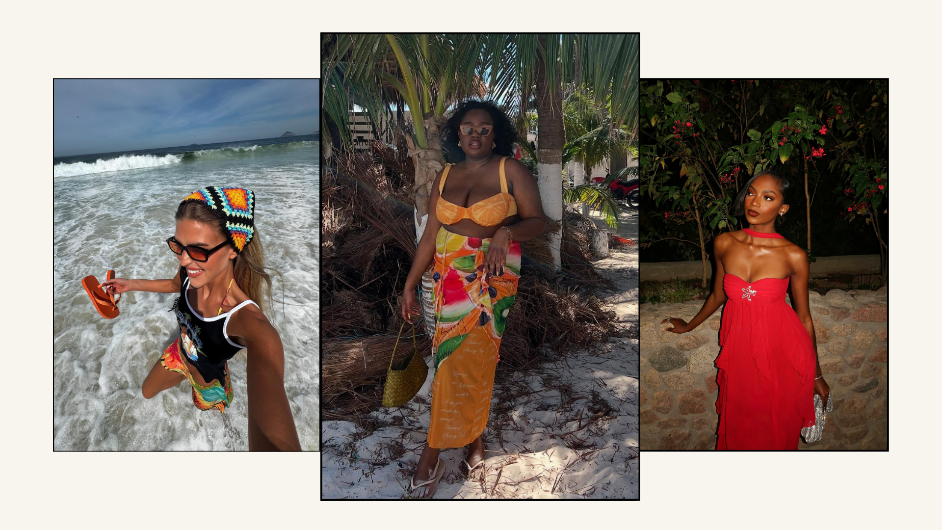 Three influencers wearing Ibiza summer outfits. 