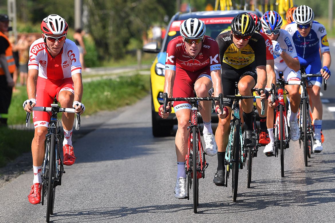 Jose Goncalves (Katusha-Alpecin) leads the breakaway