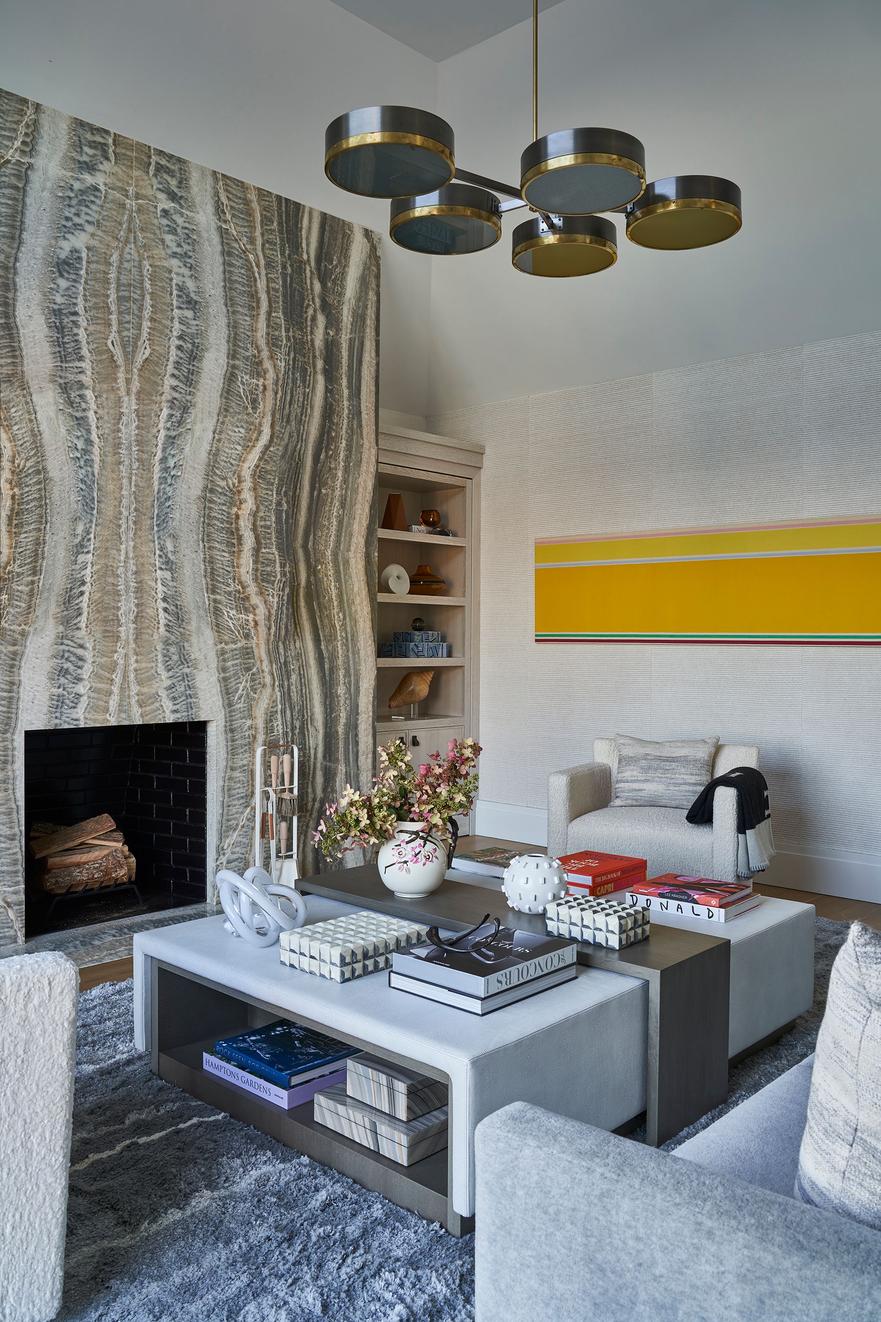 Living room with wallpaper