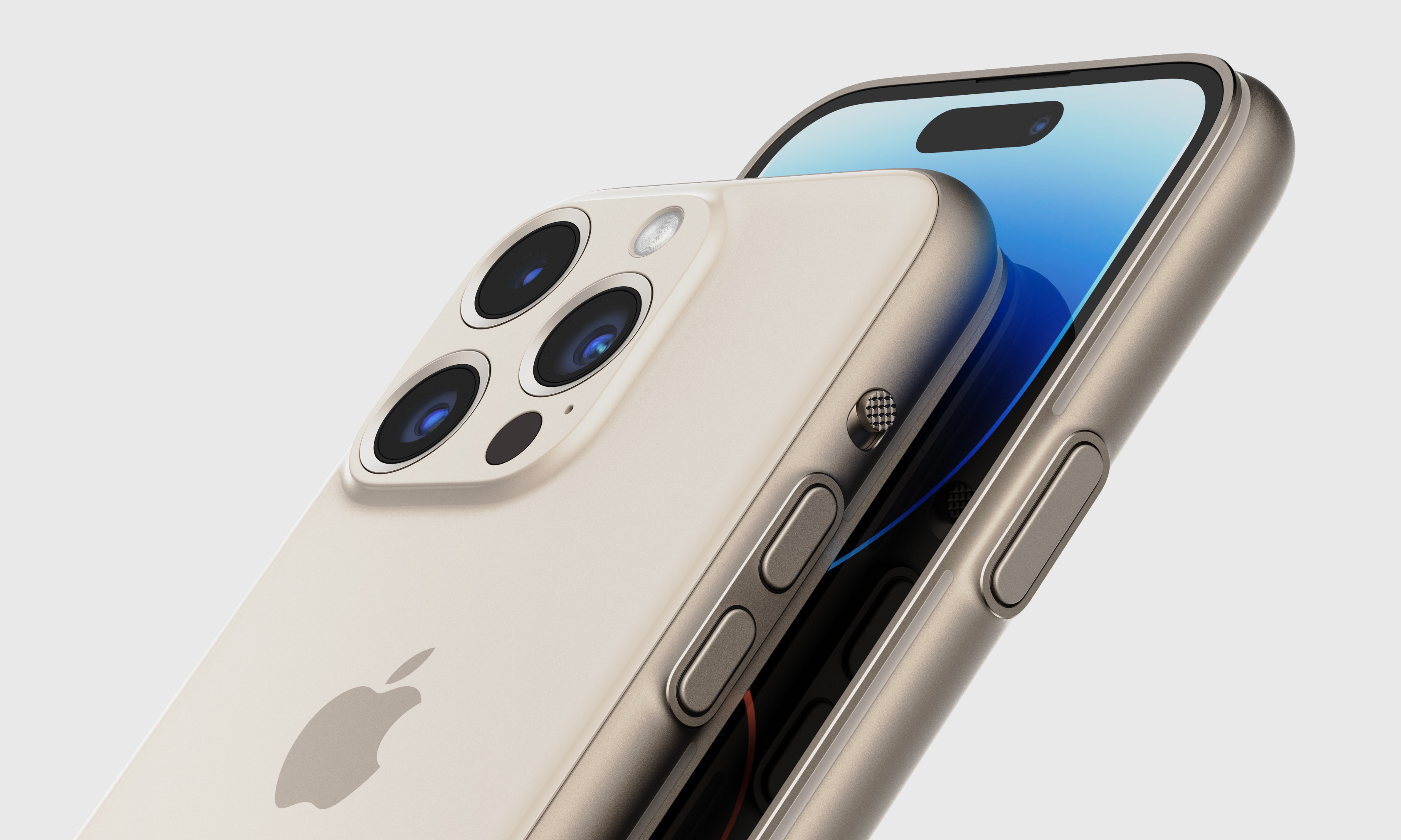 A concept for the iPhone 15 Ultra, showing the phone from the front and back