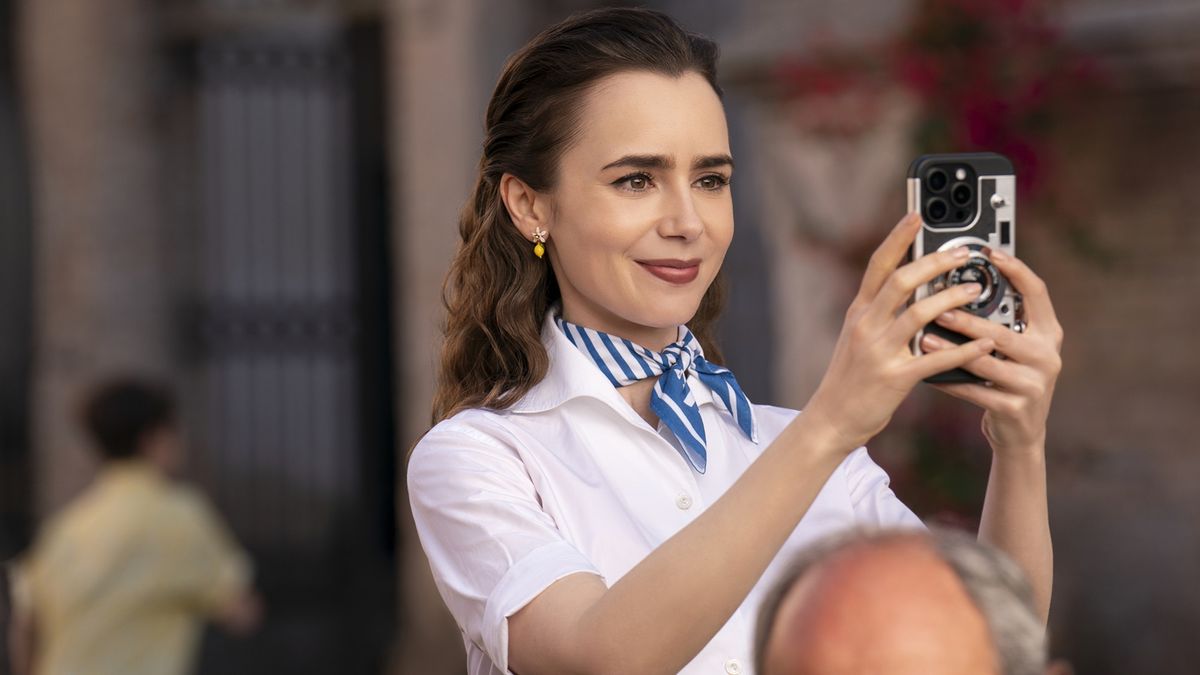 Lily Collins as Emily in episode 410 of Emily in Paris