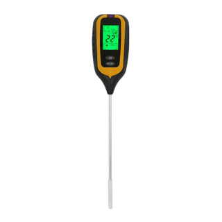 A yellow and black plant thermometer