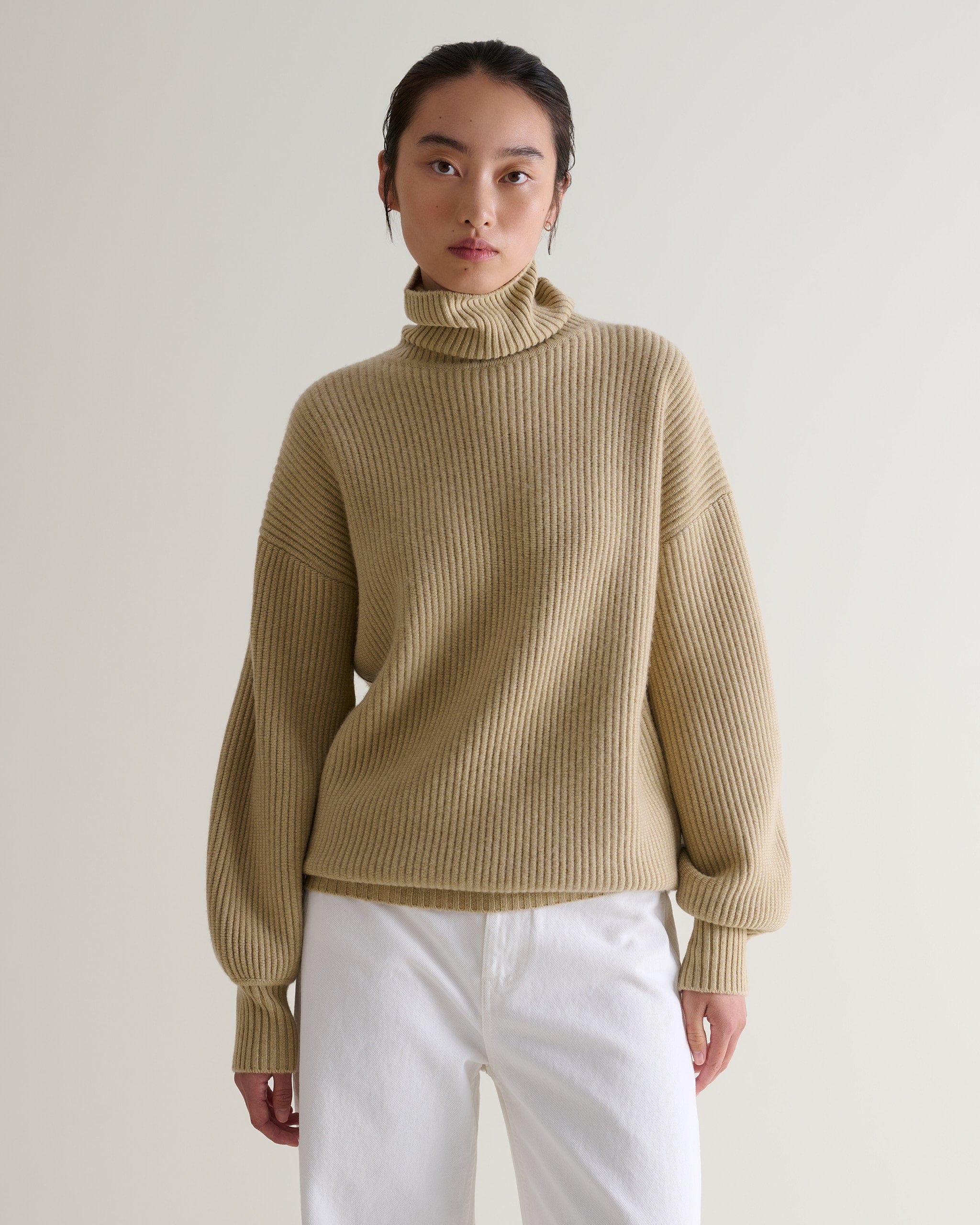 Rise &amp;amp; Fall, Cashmere Merino Ottoman Ribbed Roll Neck Jumper