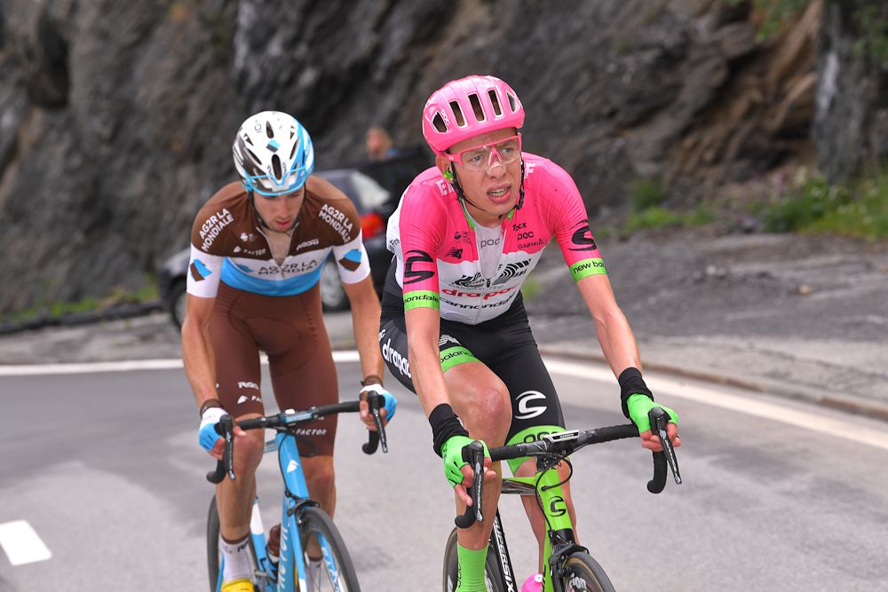 Hugh Carthy (EF Education First - Drapac) and Francois Bidard (AG2R La Mondiale) on the attack during stage 5 at Tour de Suisse