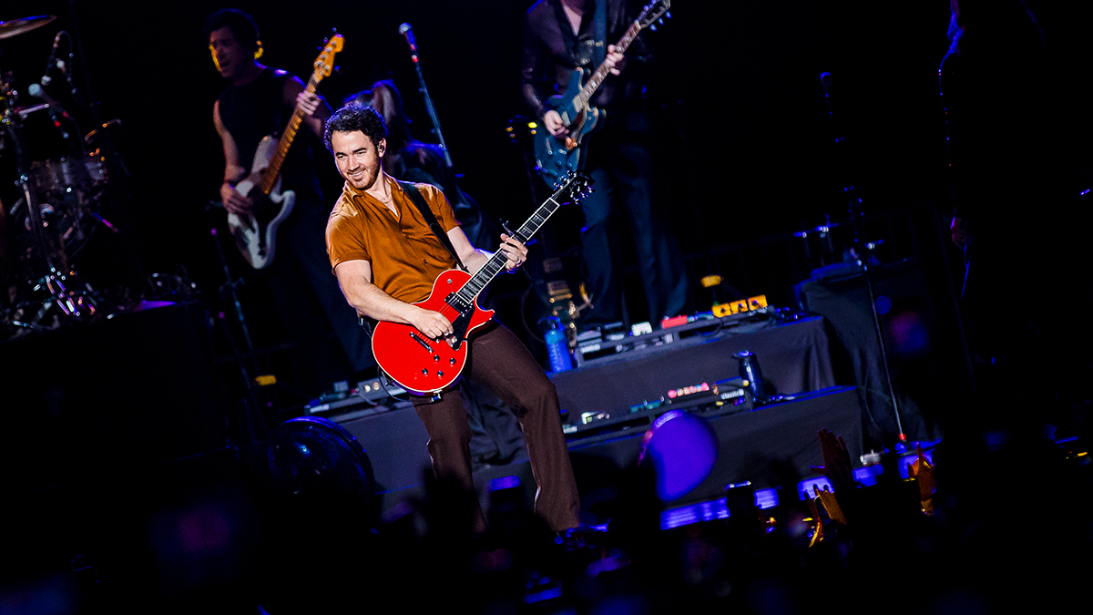 Kevin Jonas of Jonas Brothers performs live on stage during a concert on April 16, 2024 in Sao Paulo, Brazil