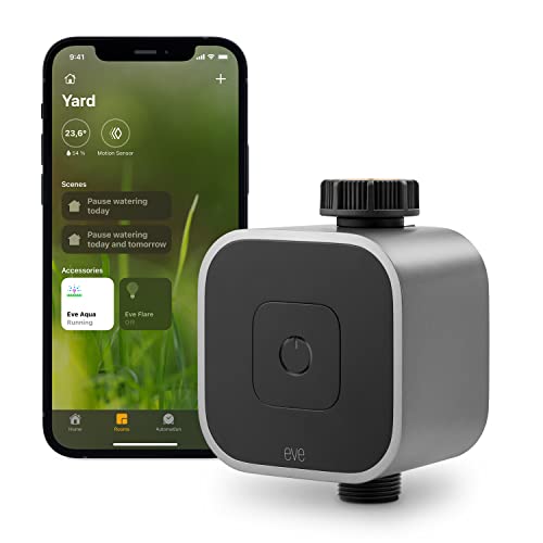 Eve Aqua &amp;ndash; Smart Water Controller for Apple Home App or Siri, Irrigate Automatically With Schedules, Easy to Use, Remote Access, No Bridge, Bluetooth, Thread, Homekit, Silver (20ecc8101)