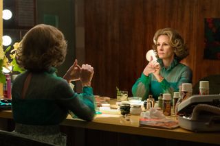 Julia Roberts as Martha Mitchell contemplating what to says about Watergate in 'Gaslit'.